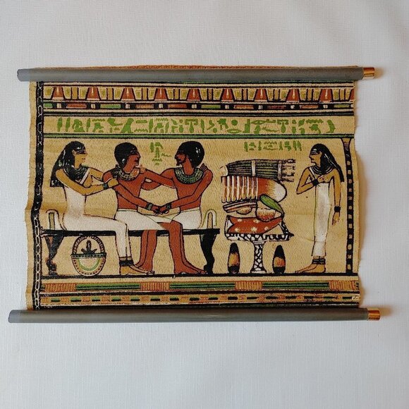 EGYPTIAN Roll Up Tapestry Deir el-Bahri Temple Complex Deir el-Bah - Picture 1 of 4